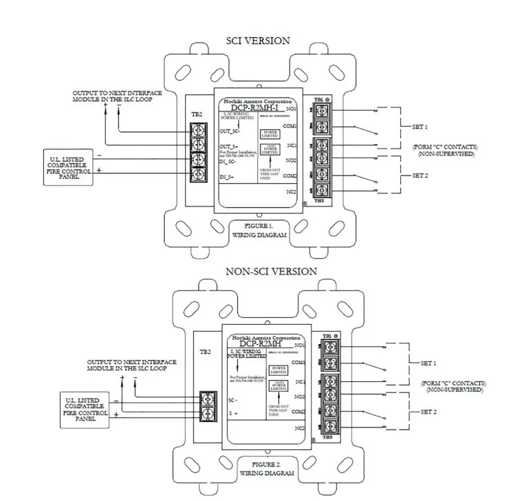Sơ đồ đấu nối Module địa chỉ Hochiki DCP-R2ML-I Có cách li điều khiển 02 ngõ ra NO NC Sơ đồ đấu nối Module địa chỉ Hochiki DCP-R2ML-I Có cách li điều khiển 02 ngõ ra NO NC