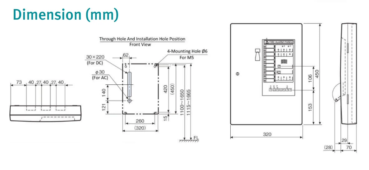 Sơ đồ kích thước Tủ trung tâm báo cháy 10 kênh Hochiki RPS-AAW10 Sơ đồ kích thước Tủ trung tâm báo cháy 10 kênh Hochiki RPS-AAW10